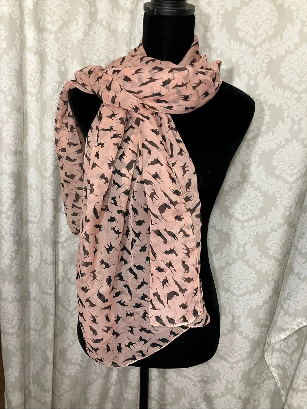 Chiffon Black Cat Scarf